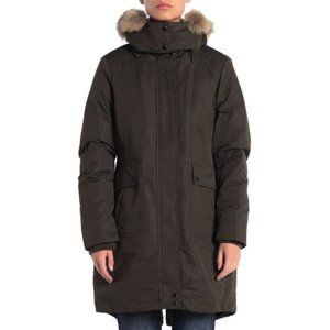 NEW Andrew Marc Women Samantha Olive Genuine Coyote Fur Trim Hood Down Parka
